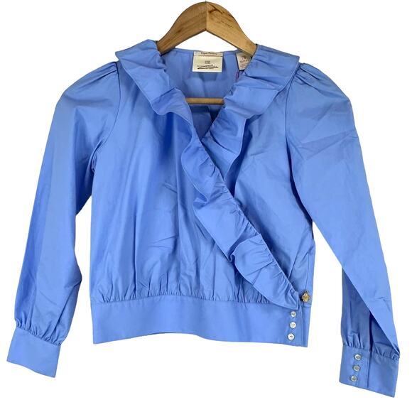 Scotch & Soda Crisp Cotton Ruffle Wrapover Top Girls Size 10 New With Tags - Picture 2 of 11